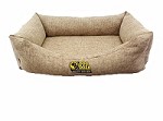 Large 40" Heavy Duty Dog Bed Lounger Beige Fabric With Inner Cushion